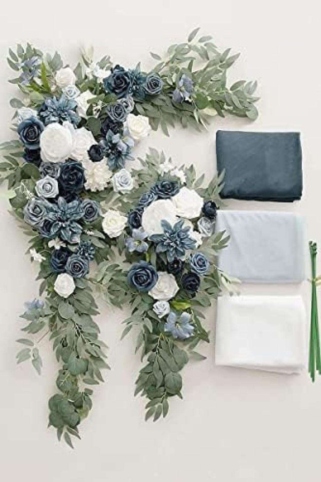 Künstliches Blumenset For Hochzeitsbögen, 2-teiliges Blumenarrangement Mit 3-teiliger Hochzeitsbogen-Drapierung For Zeremonie Und Empfang, Hintergrund Gaze-Vorhang DIY, Chiffon-Volants, Durchsichtig(0