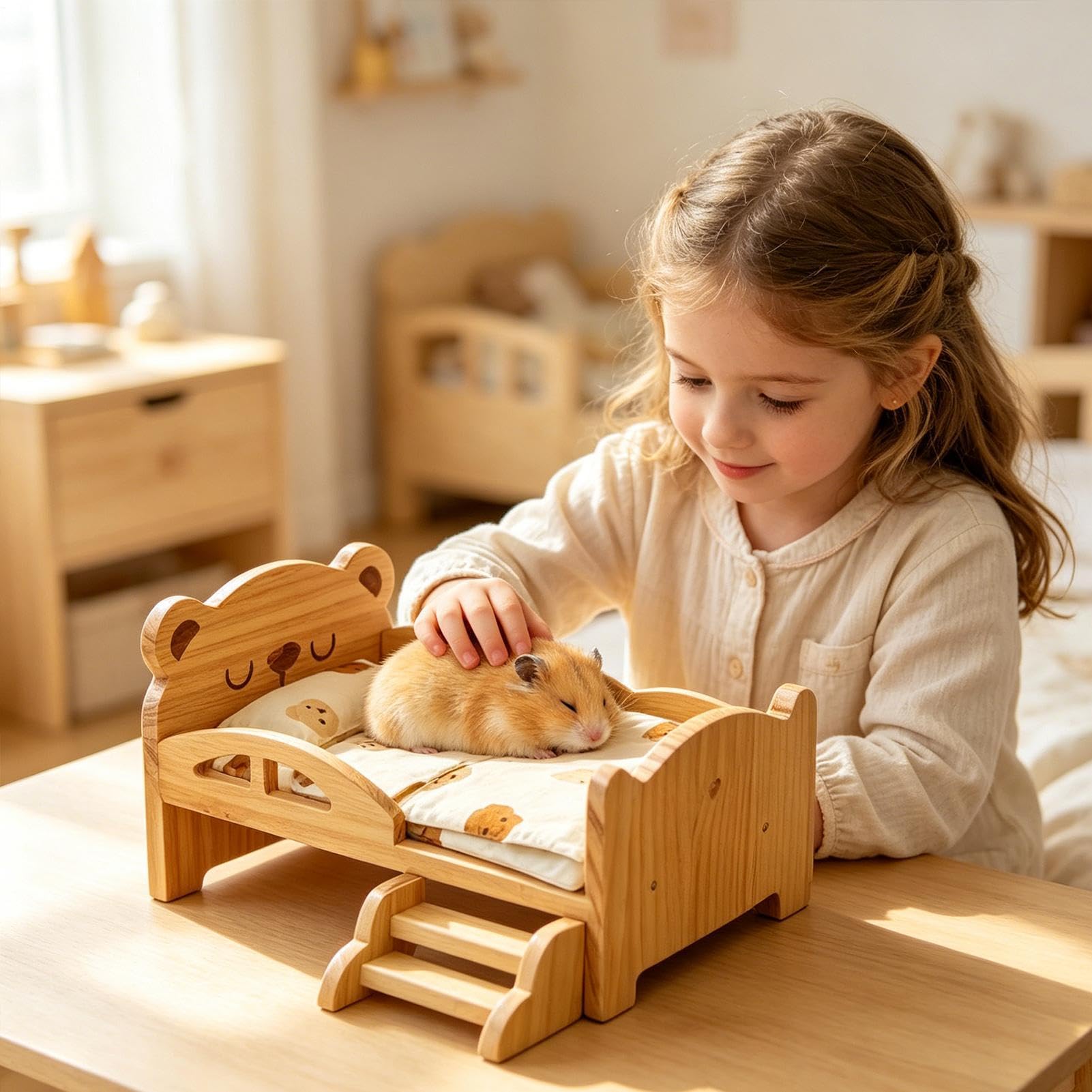 Cama de Hámster de Descanso de Madera de Animales | Cama Habitable de Madera para Pequeños Roedores Enanos para Jerbos Enanos, Erizos, Hámsters, Chinchillas, Conejos, Hurones,