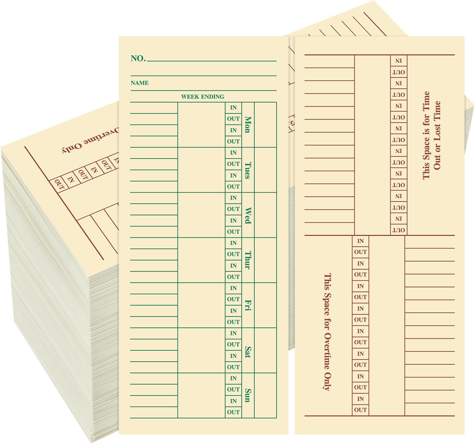Adams Time Cards, BiWeekly, 2Sided, Overtime Format, 33