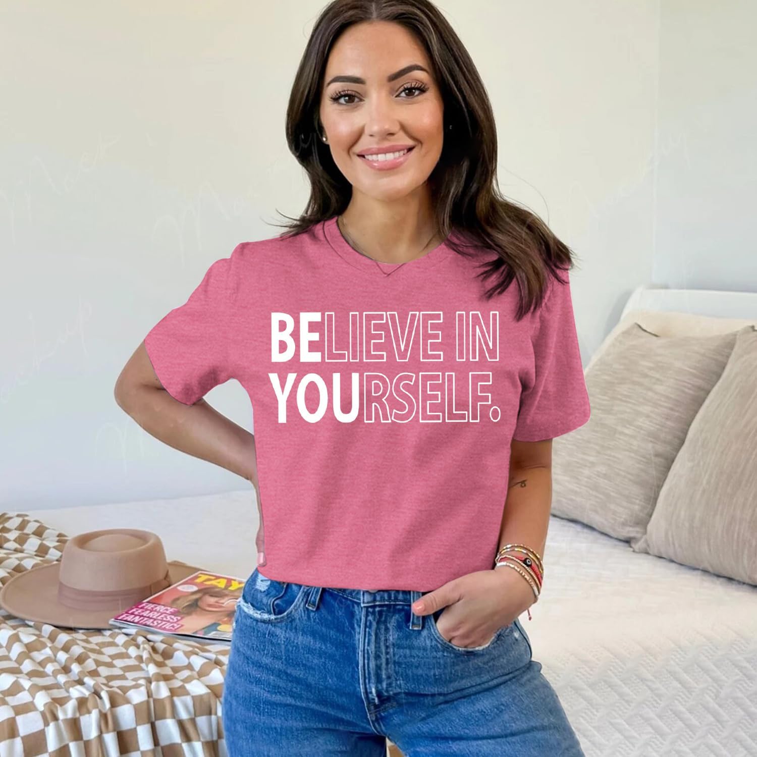 MAIHUN Inspirational Shirt for Women Believe in Yourself Tshirt Motivational Proud Tee Top - Image 2