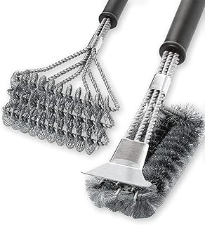 2 Pack BBQ Grill Brush, 18 inch BBQ Accessories, BBQ Cleaning Brush Safe Bristle Free BBQ Brush,100% Rust-Proof Stainless Steel- BBQ Grill Cleaner for Gas, Charcoal, Smoker, Porcelain, Infrared Grill