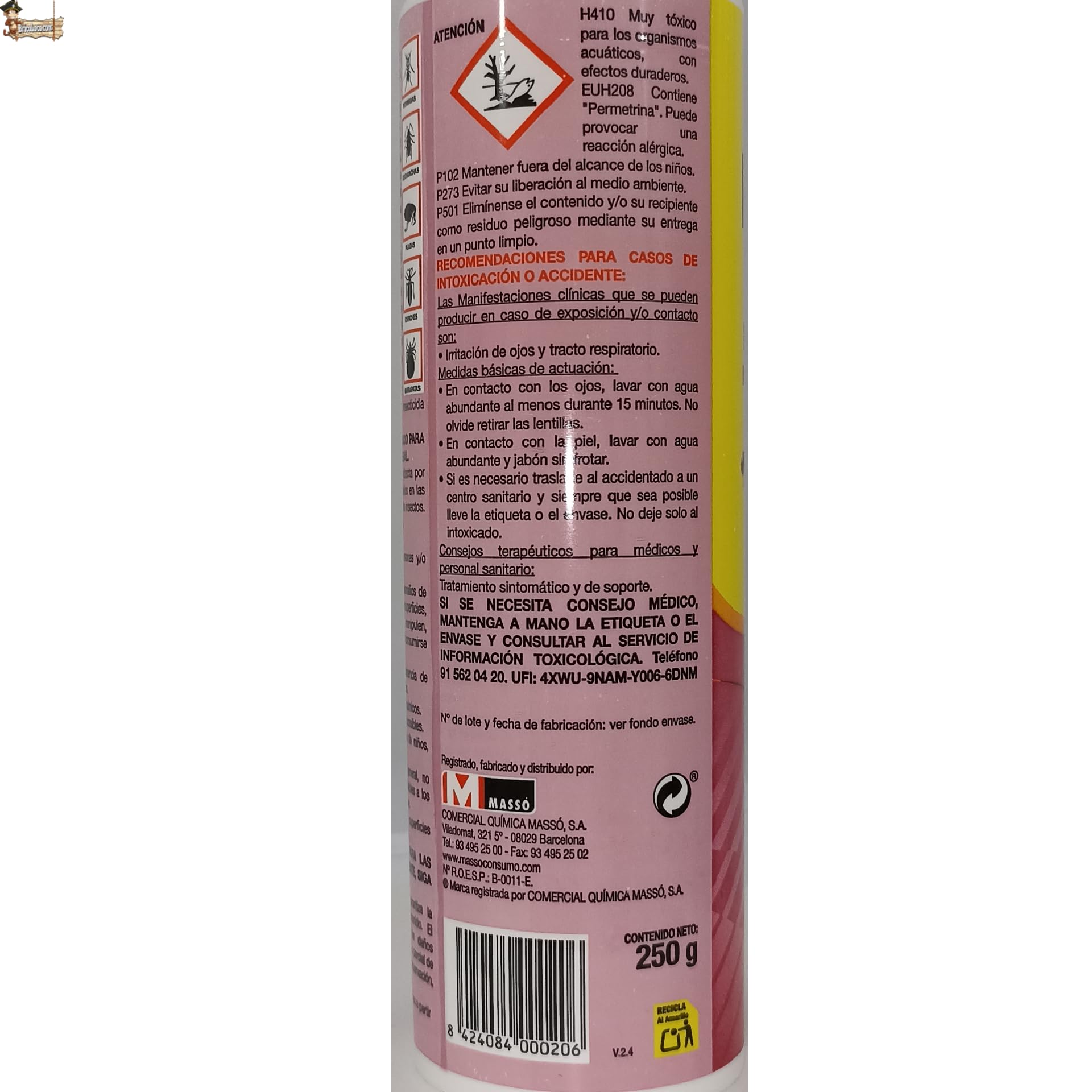 BricoLoco.com Insecticida granulado en Polvo Insectos Rastreros. ¡¡¡ 1.500 Gramos !!! (6X250 grs.). Suelo Exterior e Interior. Hormigas, cucarachas, pulgas, chinches, garrapatas, piojos. (1.5)