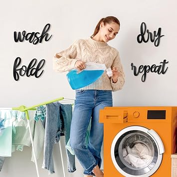 4 Pieces Metal Laundry Sign (Black)