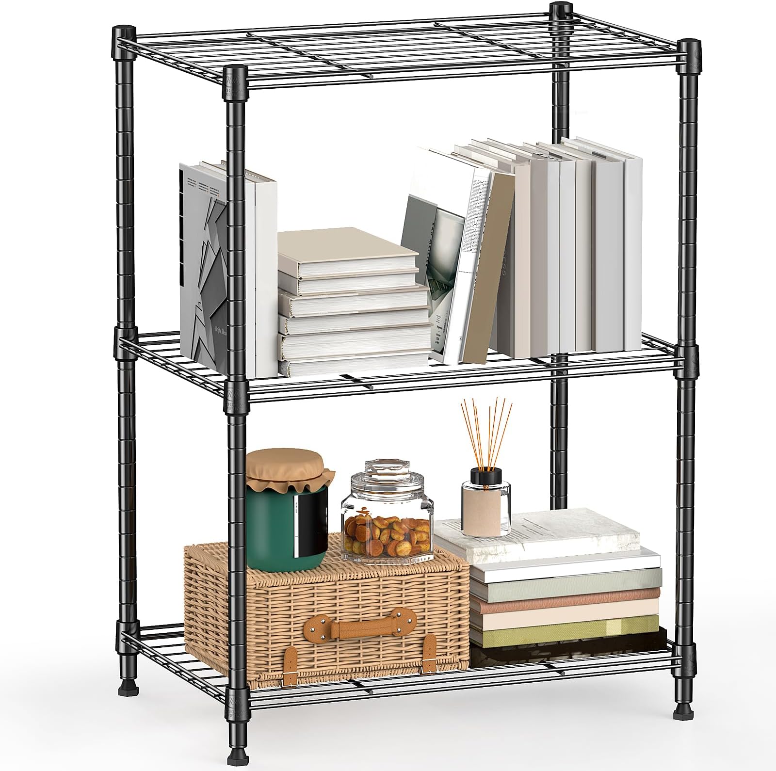 3-Tier Steel Storage Shelving Wire Rack Steel Organizer 11.8" D x 17.7" W x 26.3" H