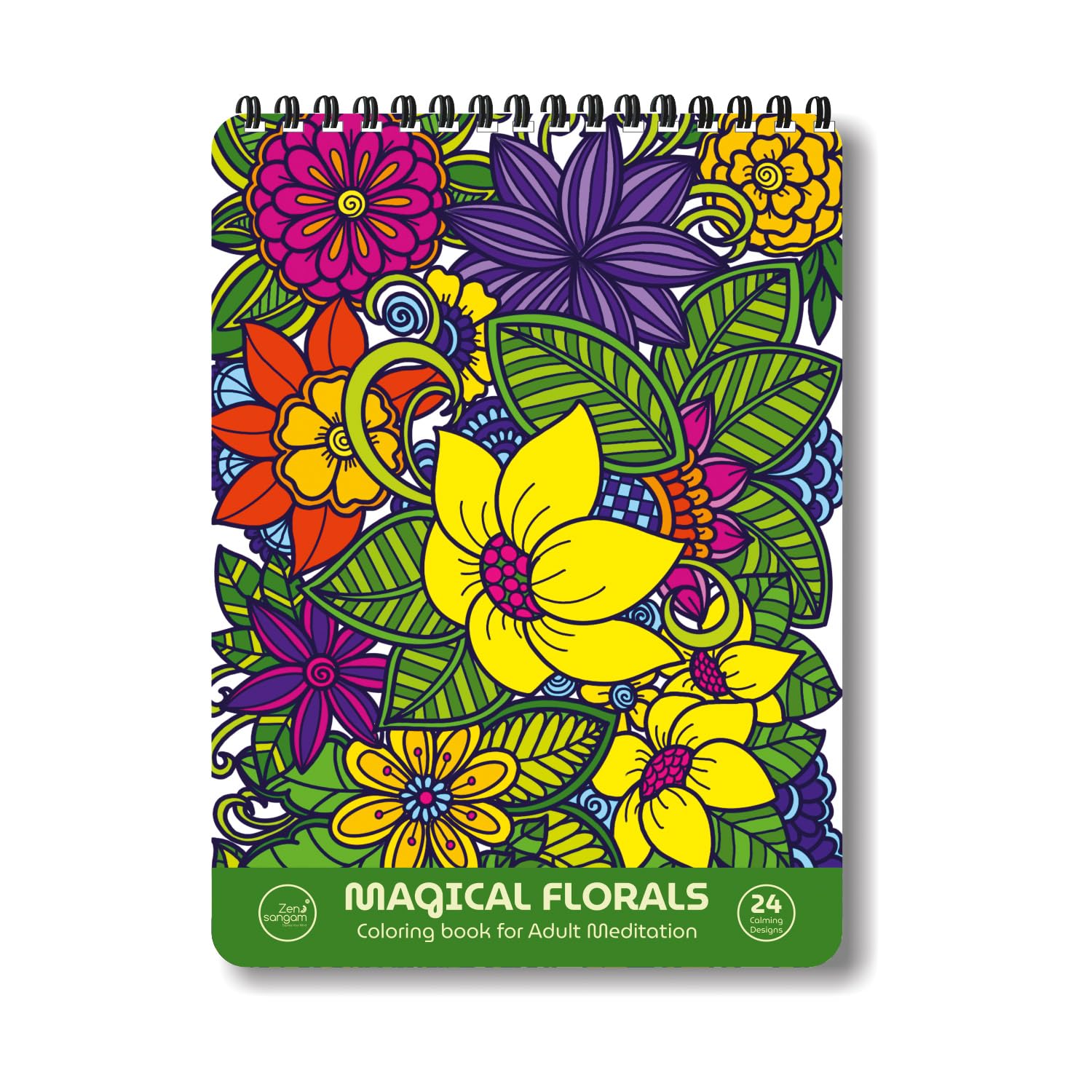 Zen Sangam - Magical Floral Doodle Illustrations Adults Coloring Book - 24 Unique Designs
