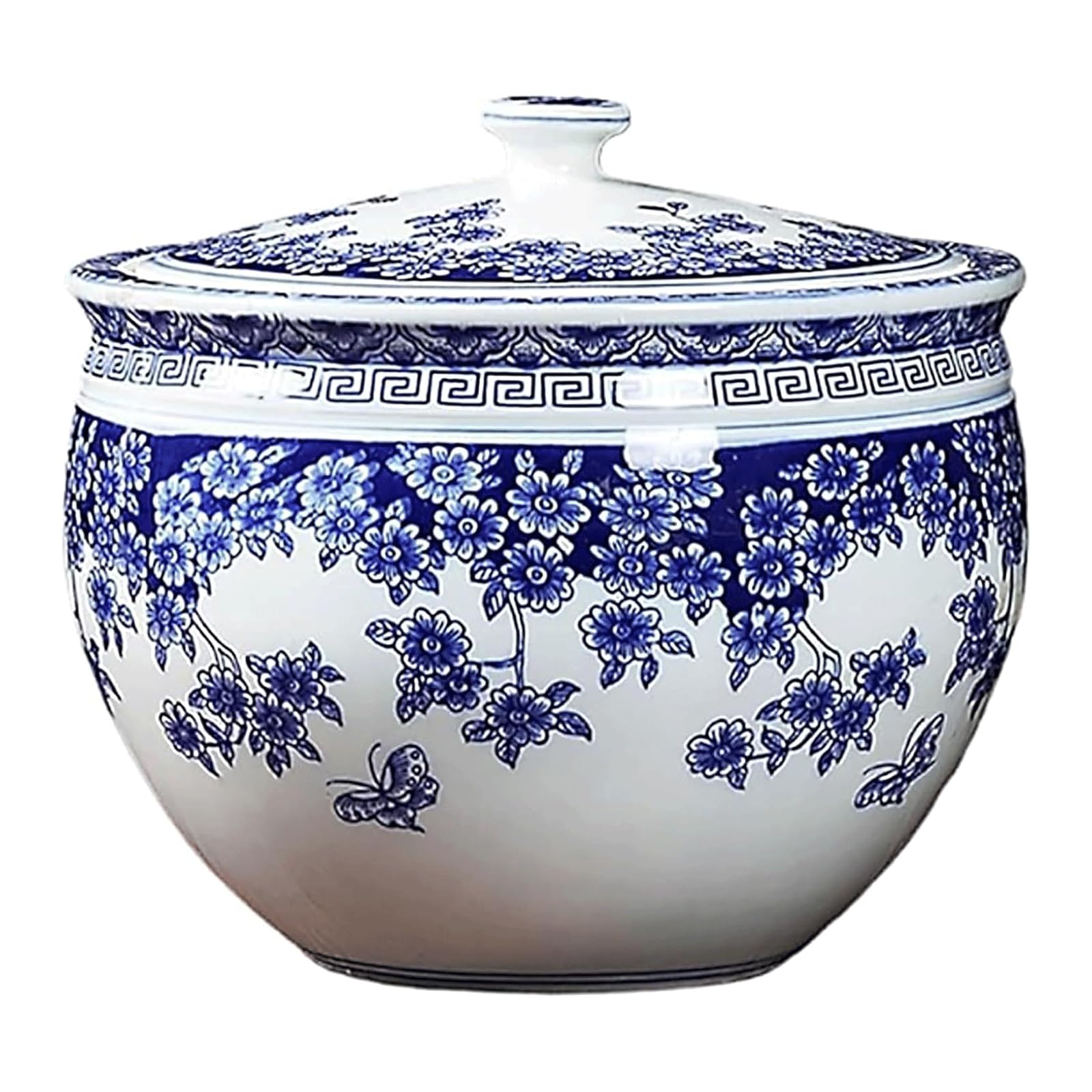 Classic Ceramic Rice Storage Container with Lid, Kitchen Sealed Rice Bucket Grain Dispenser Food Storage Jar for Flour, Soybeans, Corn, Flour, Oatmeal