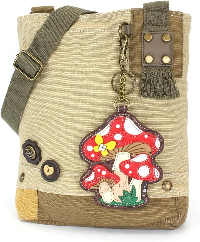 CHALA Patch Cross-Body Women Handbag, Sand Canvas Messenger Bag
