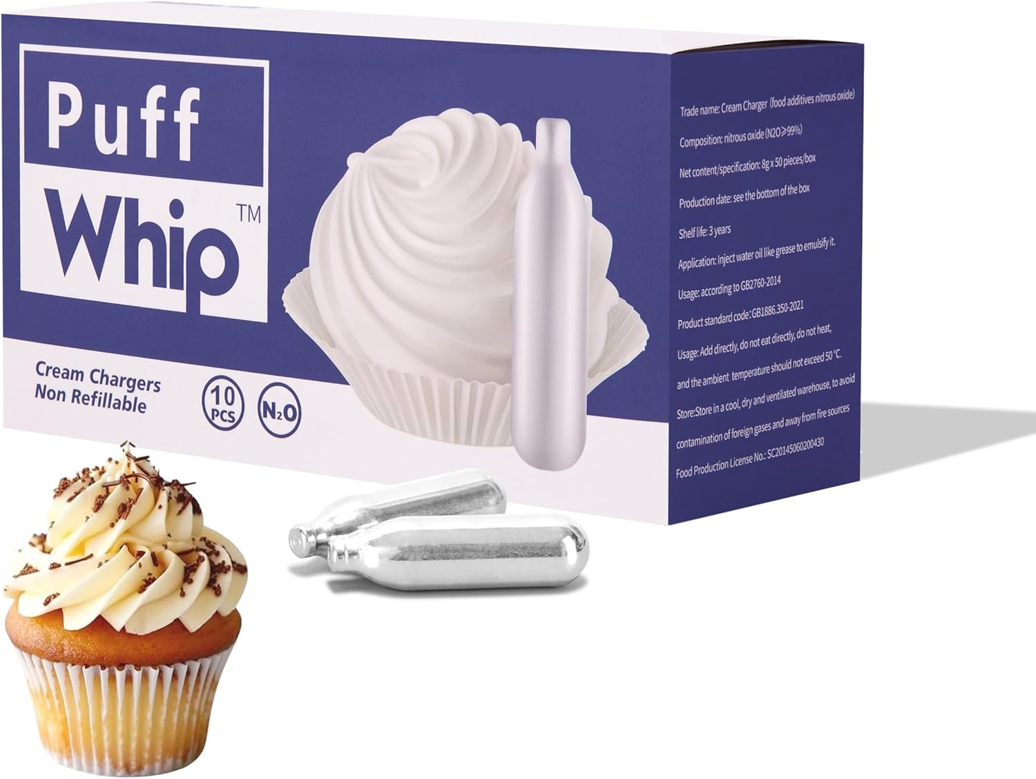 Whipped Cream Charger, Whip Cream Charger 8g Premium Stainless Steel Cartridges for Whipped Cream Dispenser-Pure and Flavor Neutral with Long Shelf Life