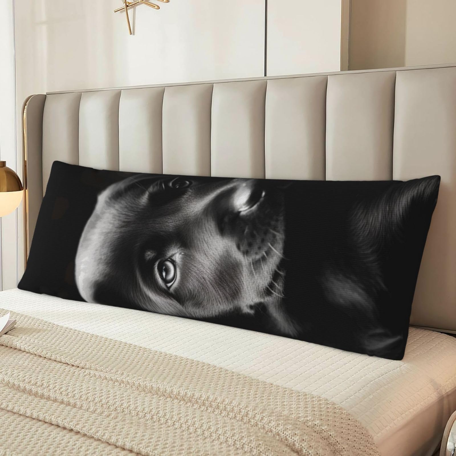 Fodpand Women's Black Labrador Puppy Body Pillow Cover 20X54 Inches Soft Microfiber Long Pillow Case For Sleeping & Side Sleepers Comfy Breathable Decorative Body Pillowcase Gifts For Men