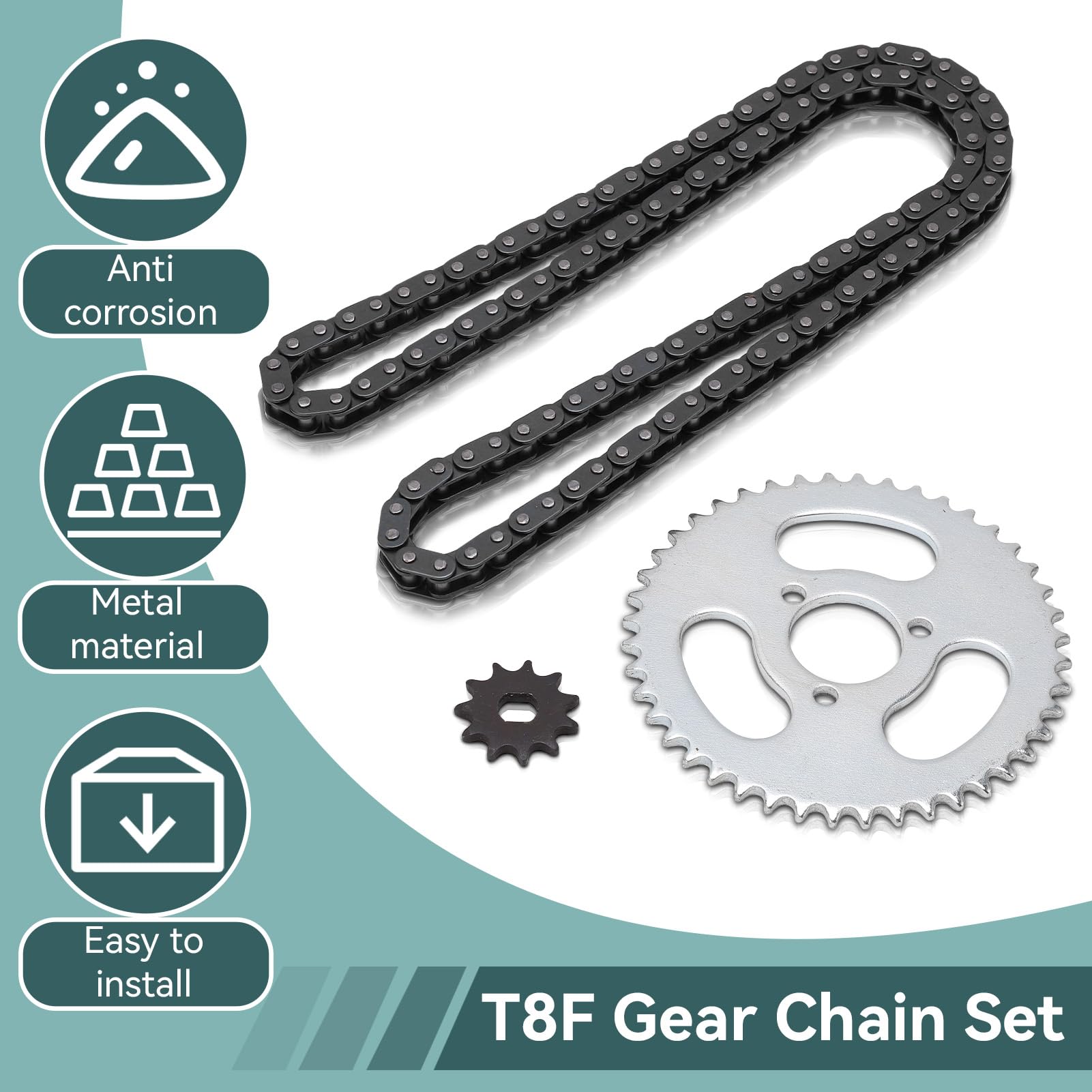 Piñones delanteros y traseros T8F, juego de piñones de alto rendimiento T8F, piñón trasero de 29 mm + piñón delantero T8F11T + cadena de eslabones T8F116, para karts, ATV y minimotos modificados