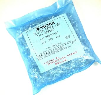 SG #9 24pcs Nichia 5mm, 3.5v 10mA 5.2CD Bluish Green LED T-1 3/4