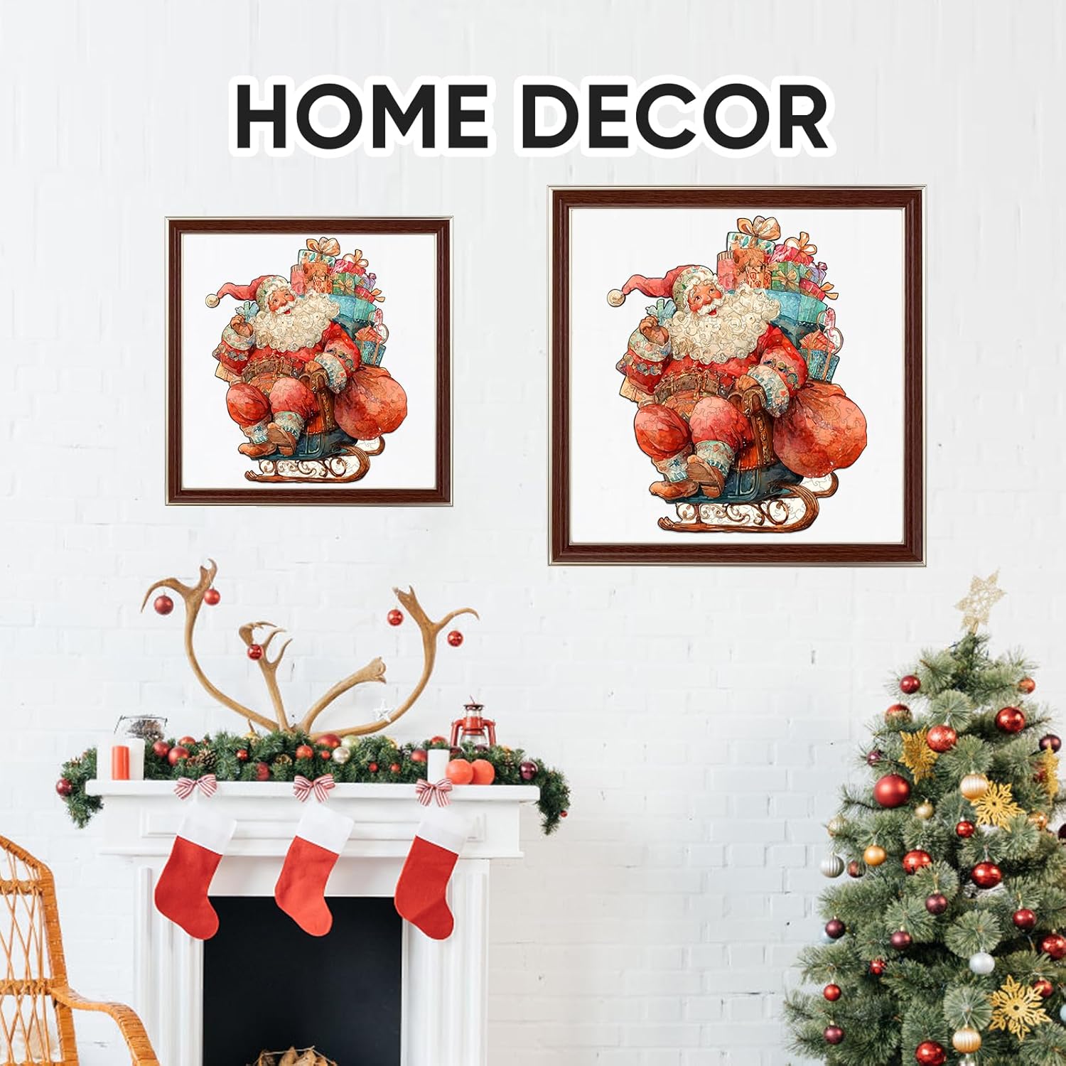Bovearto Christmas Puzzle for Adults, Santa Claus Jigsaw Puzzles, Santa Wooden Puzzles for Adults, Unique Shaped Xmas Puzzles for Kids, Christmas Family Games for Adults 505 Pieces (13.7"*18.3")