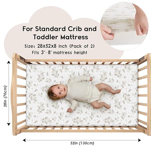 Miniatura 170 de Yoofoss Sábanas para cuna de bebé para niños y niñas, paquete de 2 sábanas bajeras para cuna estándar y colchón de niño pequeño, sábana de Panda