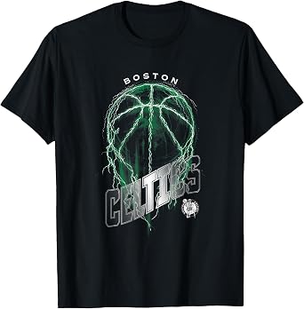 NBA Boston Celtics Lightning Bolt Basketball Logo T-Shirt