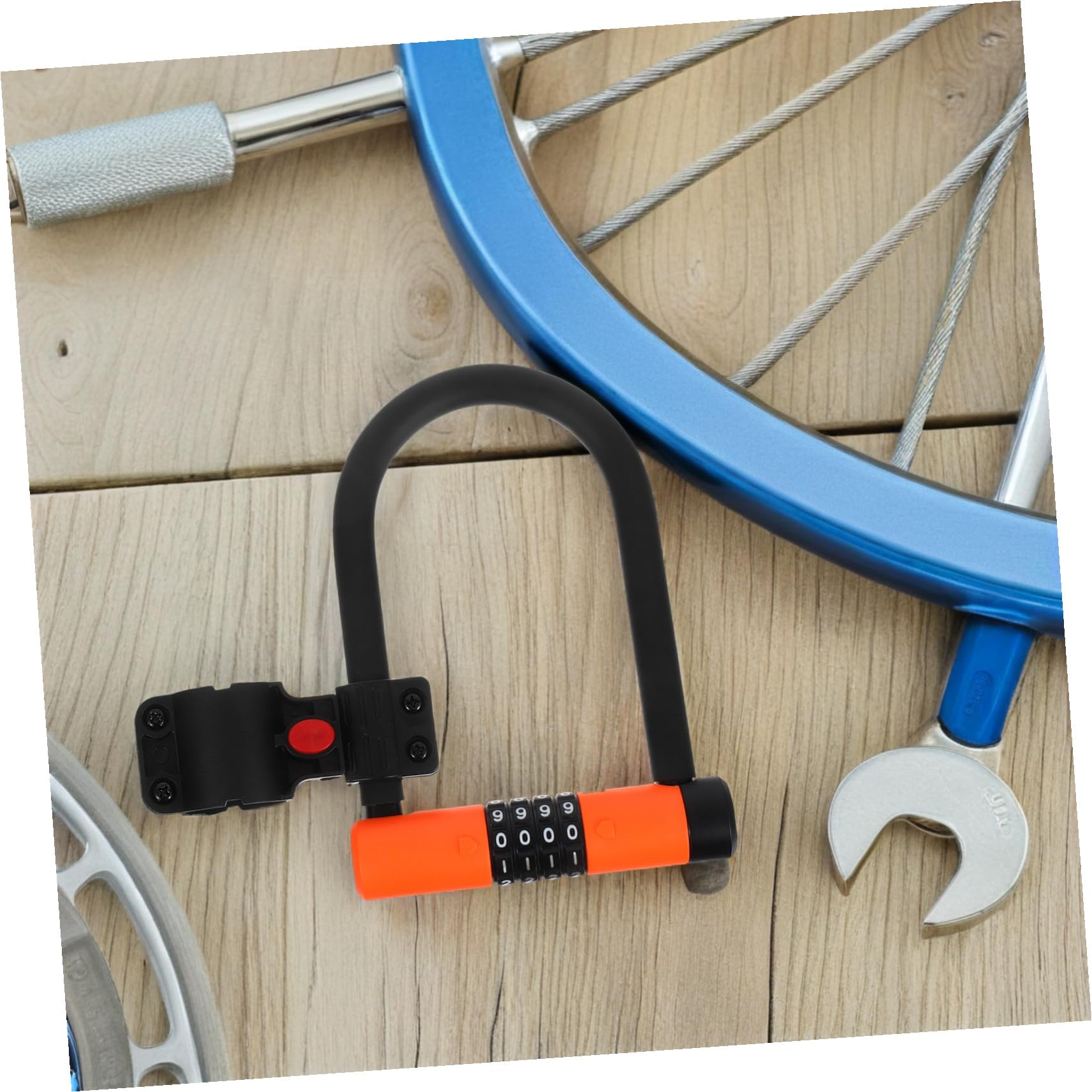 Zerodeko Lucchetto U per Bicicletta Antifurto Combinazione Cifre Sicuro e Resistente per E-bike Scooter e Moto Completo Arancione e Nero
