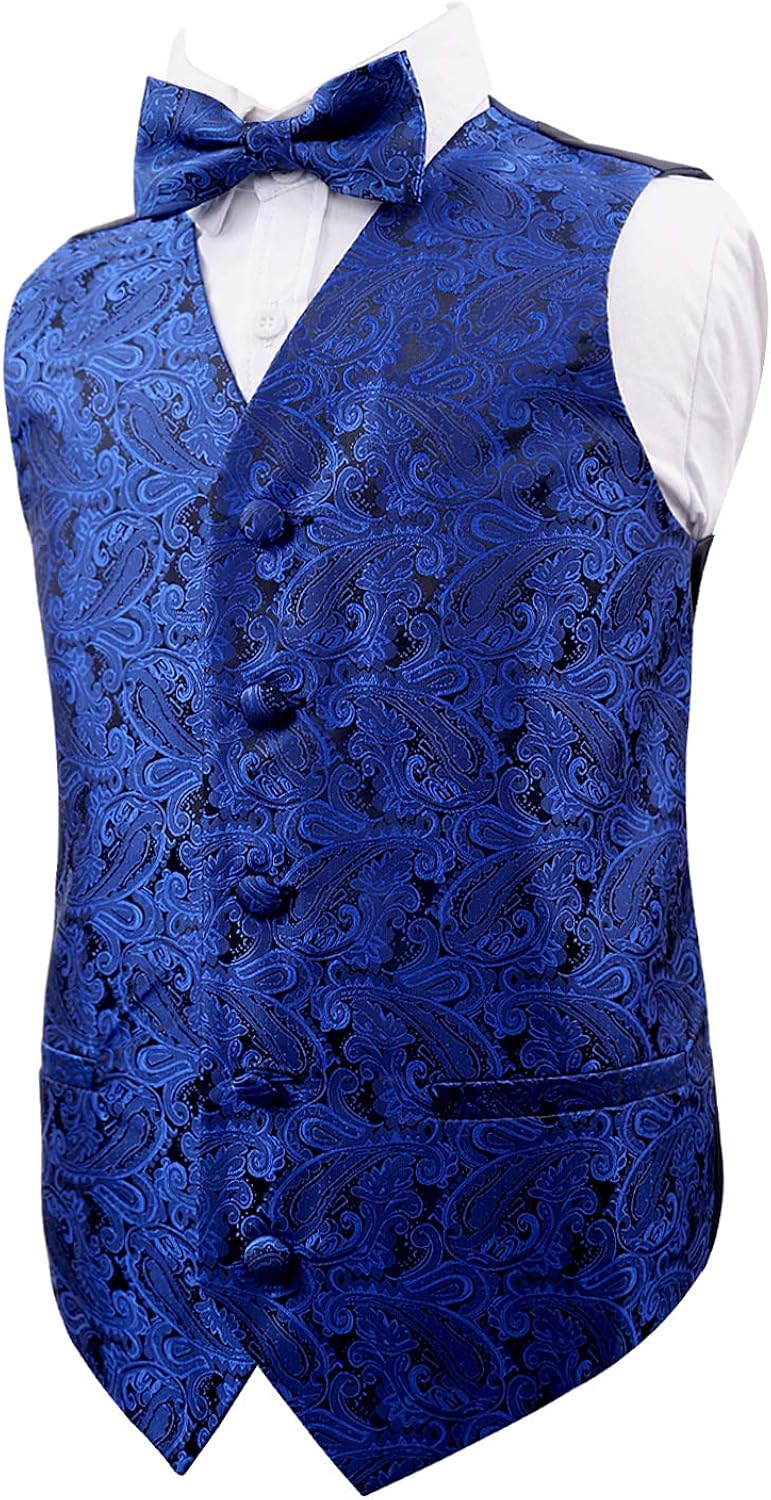 Alizeal Conjunto clásico de corbatín y chaleco de traje de cachemira para niños