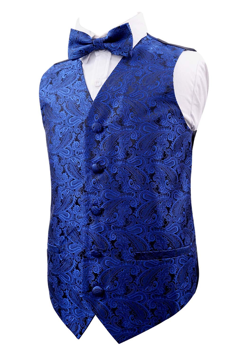 Alizeal Boys 2PCS Classic Pre-Tied Paisley Bow Tie Suit Vest Set