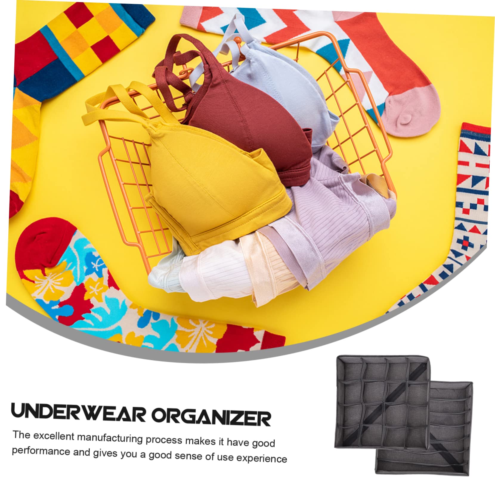 Ciieeo Space-saving Underwear Sock Storage Box Easy Foldable Closet Organizer Bins