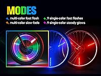 Vista 5 de Luces de rueda de bicicleta, luces de rueda de bicicleta para conducción nocturna, luz de radios de bicicleta con visibilidad de 360°, detección