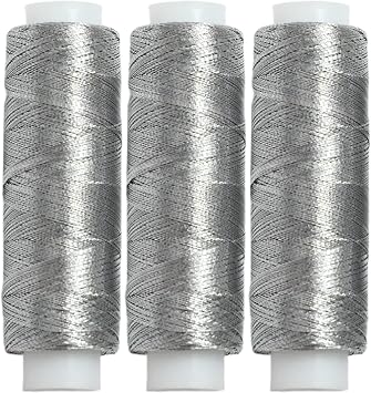iiniim Metallic Sewing Machine DIY Embroidery Thread Silver 3pcs One Size