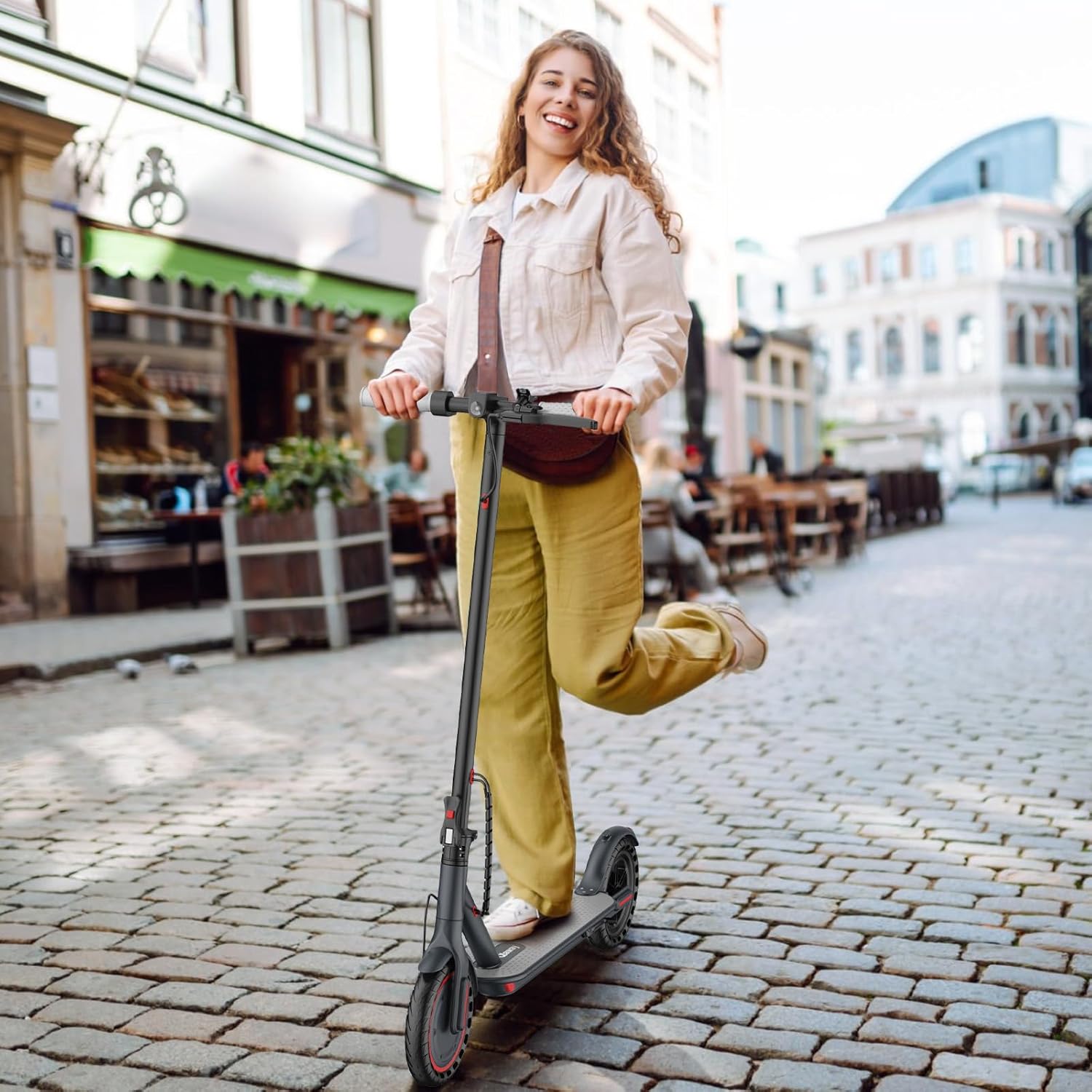 Qlaway Electric Scooter for Adults, 350W/500W Motor, 16-22 Miles Range, 8.5"/10" Solid Tires, Dual Braking & Suspension, Folding Portable Commuting E-Scooter with App