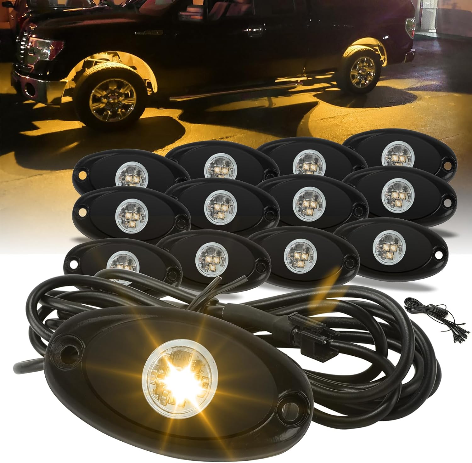 SUNPIE Rock Lights with 4m extension wires, 3 high power chips