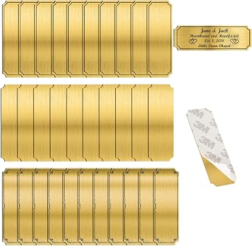 30 Pcs Engraved Name Plates 3 x 1 Inch Laser Engraving Solid Brass Metal Plate Personalized Plaque Blank Custom Name Tag Frame Label for DIY Adhesive Backing