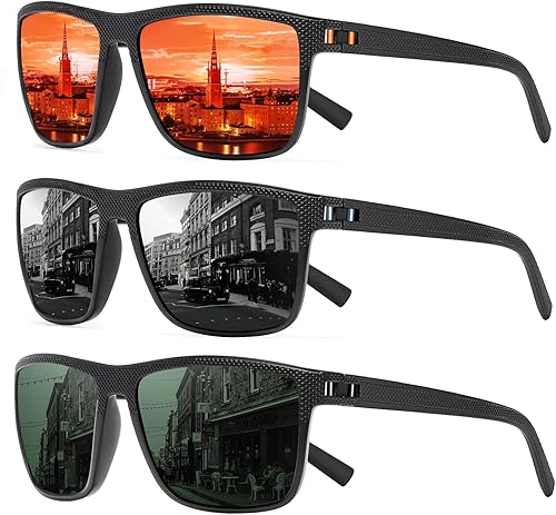 TURBOPEP Gafas de sol polarizadas cuadradas para hombres y mujeres, gafas de sol ligeras con protección UV