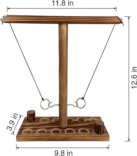 Miniatura 3 de Juego de lanzamiento de gancho de anillo, gancho de madera y juego de lanzamiento de anillos con escalera de tiro para fiesta al aire libre, hecho a