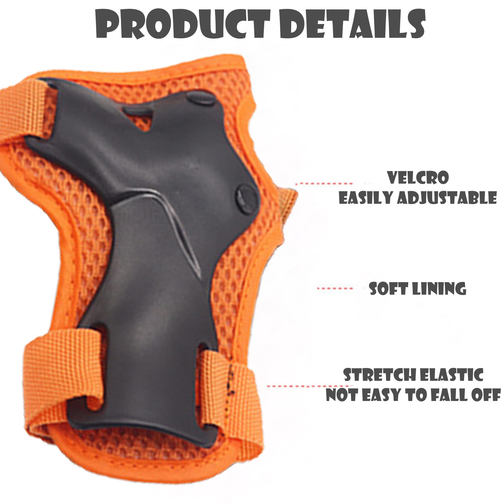 Kit De Protection Enfant 6 En 1 Pour Skate, Roller & Vélo - Genouillères, Coudières & Protège-poignets (orange)