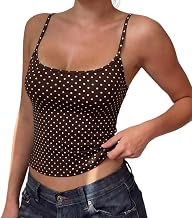 Generico Débardeur d'été pour femme, à pois, sans manches, col carré, avec bretelles spaghetti réglables, élégant, slim fit, Y2K, haut basique, sous-veste, sous-veste, décontracté, camisole