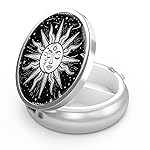 Pill Box 3 Compartment Small Pill Case,Portable for Pocket or Purse Pill Organizer Pill Container Holder to Hold Vitamins, Medication, Fish Oil and Supplements(Sun and Moon)