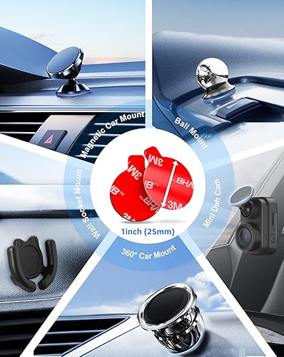 Miniatura 6 de 10 almohadillas adhesivas adhesivas 3M para soporte magnético de teléfono de automóvil, cinta redonda VHB de doble cara de 1 pulgada de repuesto