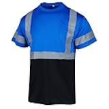 VENDACE Hi Vis Reflective Safety Shirts for Men ANSI Class 1 High Visibility Construction Work T Shirt(Blue,L)
