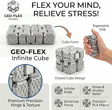 Fidget Cube Stres Küpü - ( Silver ) - 6 Fonksiyonlu Odaklanma ve Zihin Egzersizi
