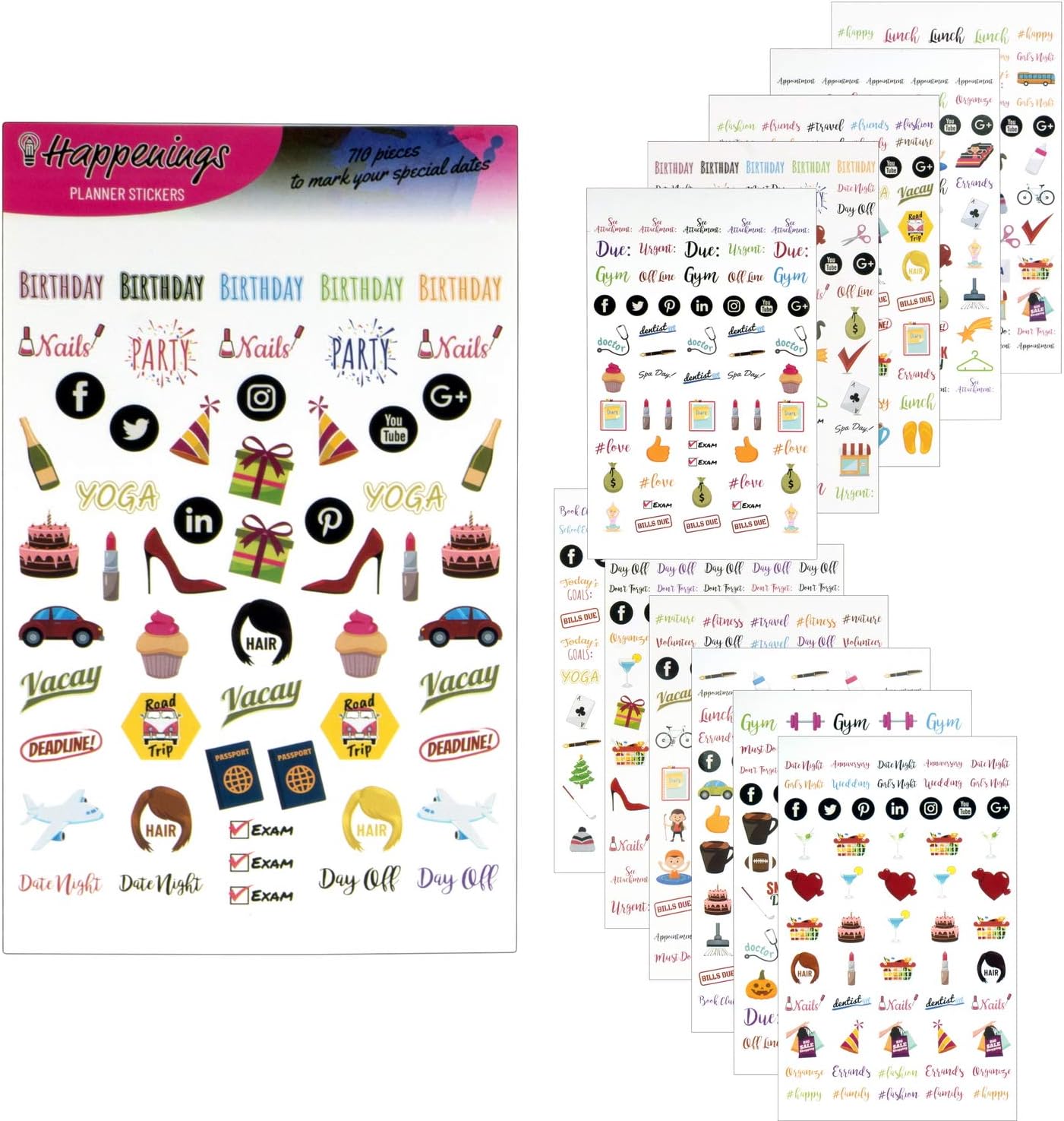 Planner Stickers Variety Pack - Over 700 Fun Productivity Related Journal Stickers
