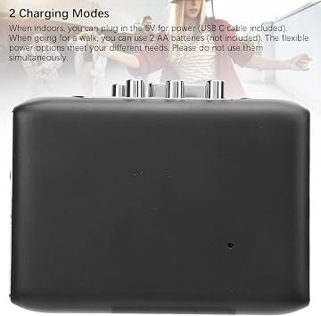 Portable Small Cassette Tape Recorder Player, USB C Audio Cassette to MP3 Converter, Microcassette Recorder Player with Headphone Jack Built in Microphone Reverse Recording to