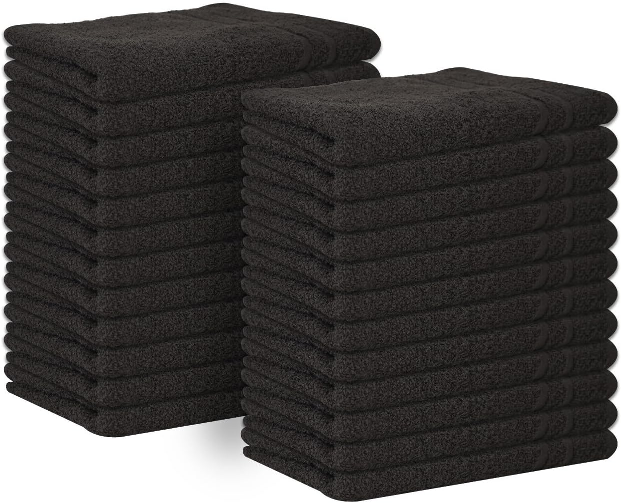 Premium 100% Cotton Hand Towels – Pack of 24, 16x27 Inch – Quick-Dry, Highly Absorbent Salon Towels for Hair Care, Gym, Spa & Bathroom – Black