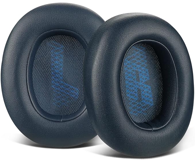 SOULWIT Replacement Ear Pads for JBL E65BTNC/Live 650BTNC/Live 770NC/Live 660NC/Duet NC Over-Ear Headphones, Earpads Cushions with Softer Leather, Noise Isolation Foam - E65BT PL Navy Blue