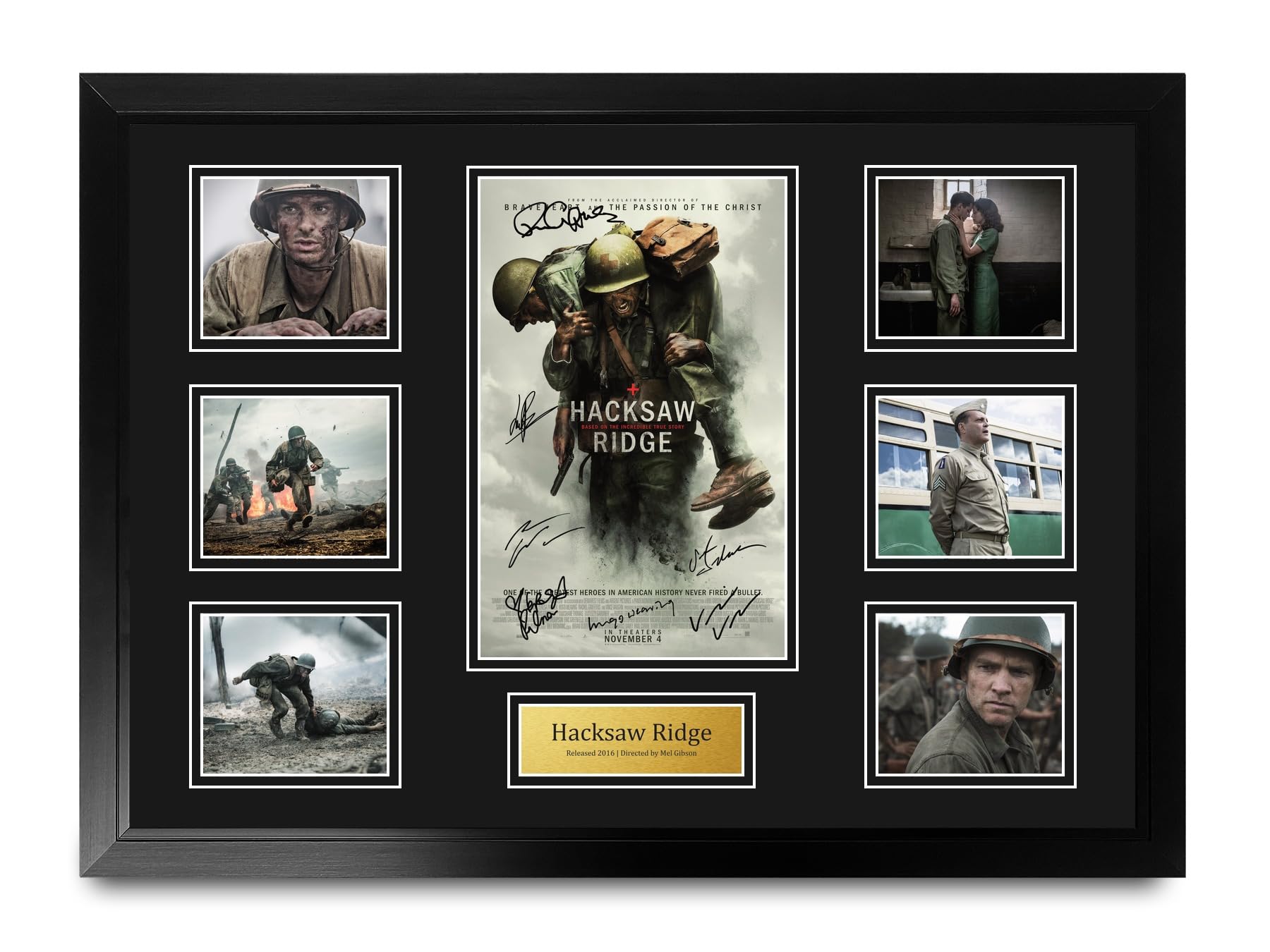 HWC Trading Hacksaw Ridge Podpisany Plakat Filmowy A2 Deluxe w Ramie