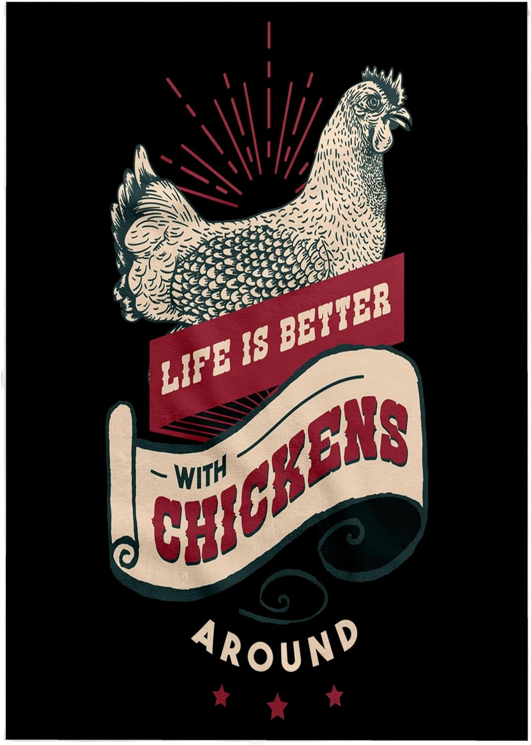 3dRose Life is Better with Chicken Around Farm Farmer Animals 22x30 Bath Hand Pool Towel