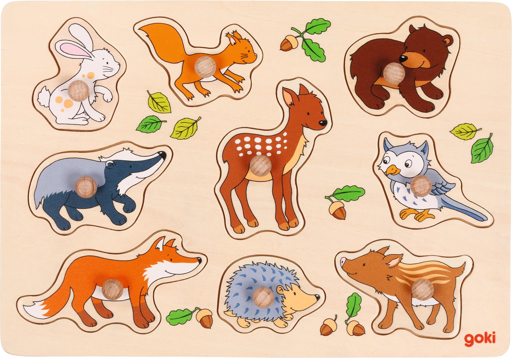 goki Steckpuzzle Set - Bauernhoftiere, Waldtiere, Zootiere - 57387, 57873, 57874