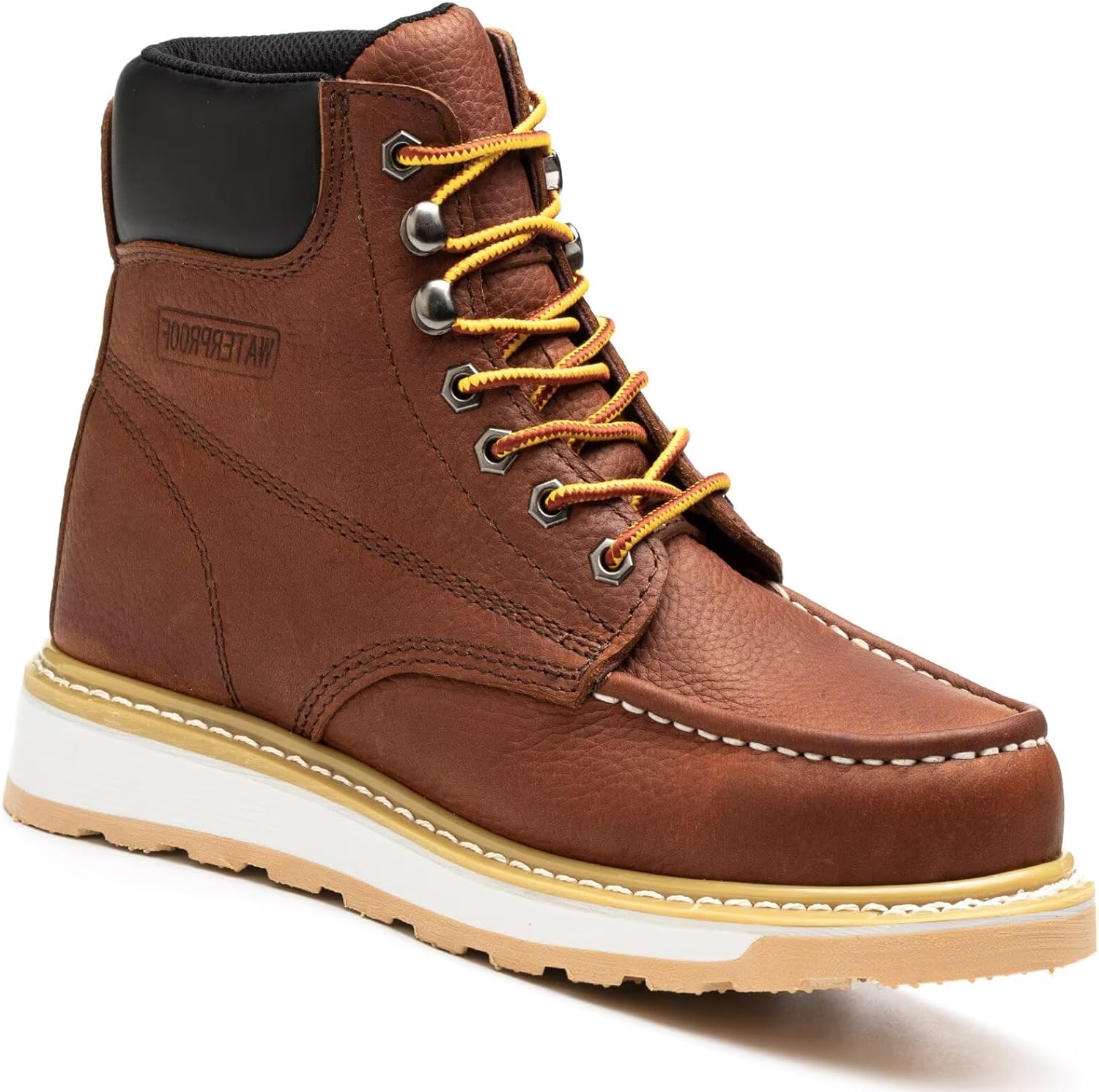 Work Boots for Men, 6" Steel Toe Wedge Sole Waterproof Safety Boots, Comfortable Non Slip Construction Work Safety Shoes