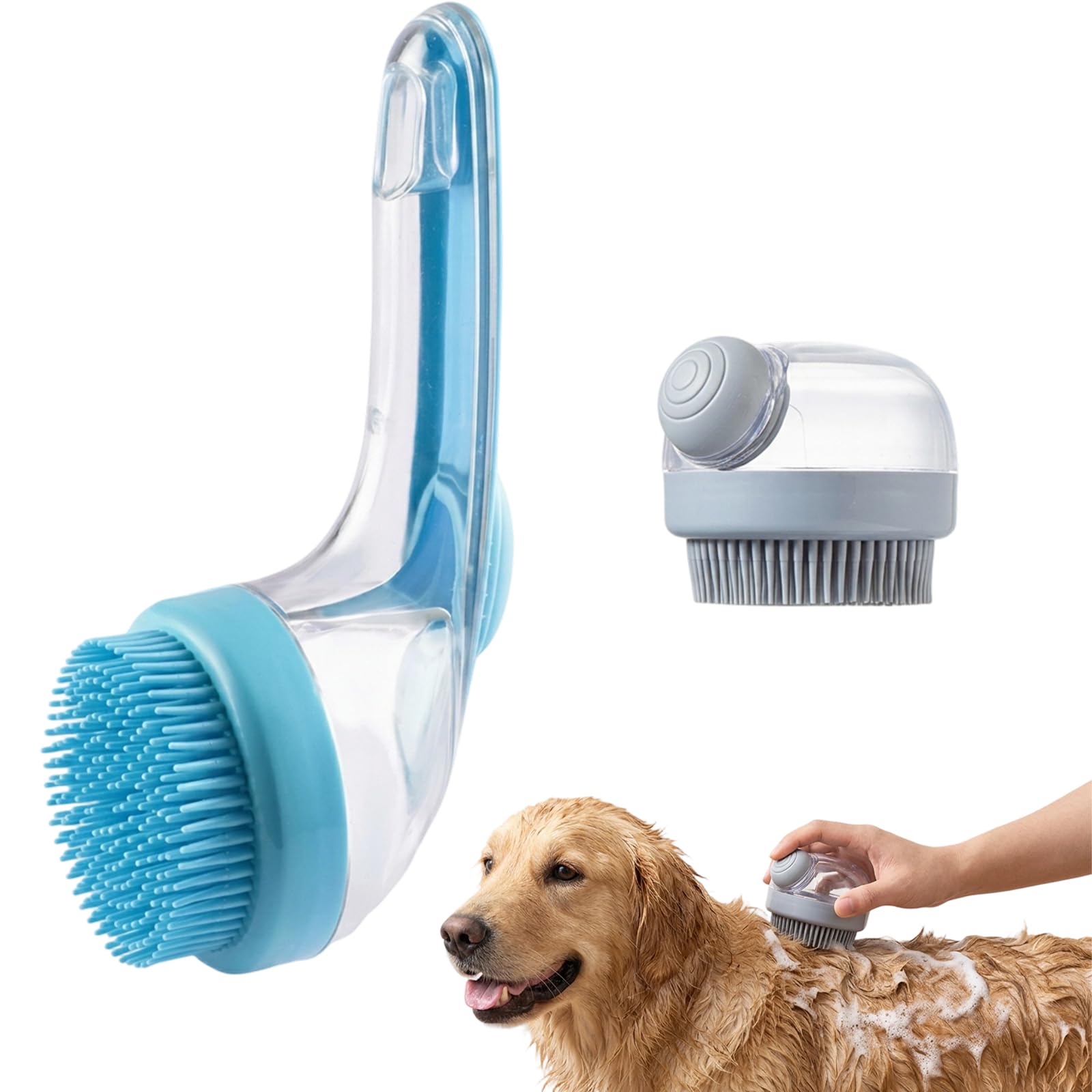 2 Pcs Dog Shampoo Brush, Dog Bath Brush, Pet Bath Brush for Dogs, Massage Bath for Daily Cleaning, Perfect for Long Short Haired Dogs Cats Pet, Effortless Deep Cleansing