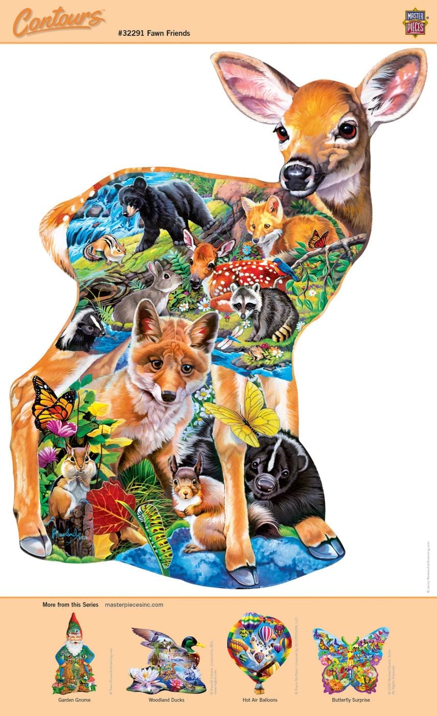 MasterPieces 500 Piece Shaped Jigsaw Puzzle for Adults, Family, Or Youth - Fawn Friends - 20.9"x27"