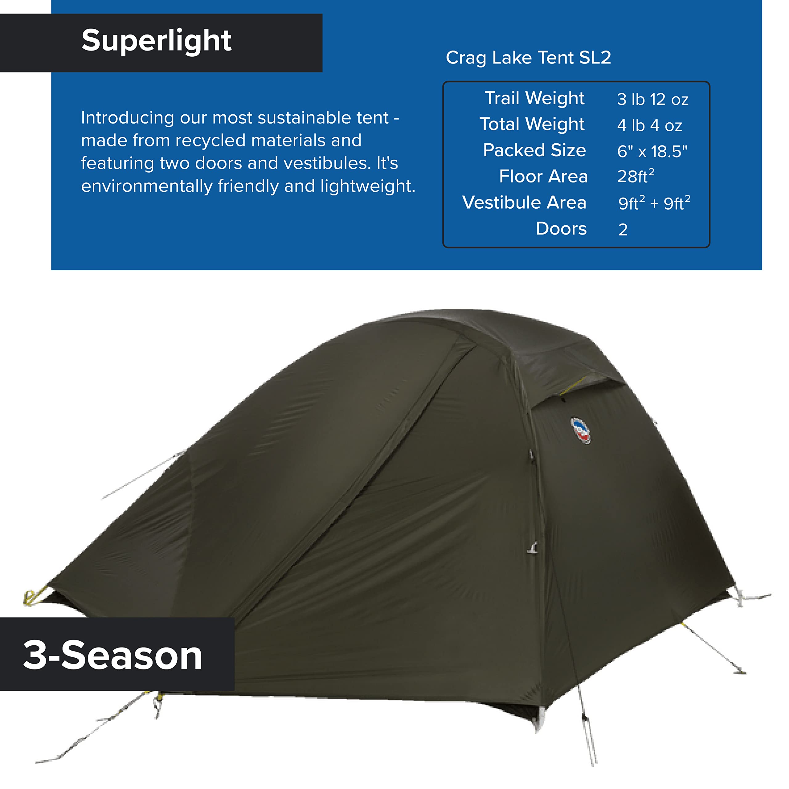 Amazon.co.jp: ビッグアグネス Big Agnes クラッグ レイク SL2