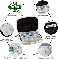 Vista 38 de Paquete de 2 organizadores semanales de píldoras de viaje para bolso con caja extraíble de 7 días, contenedor de píldoras de moda para medicamentos