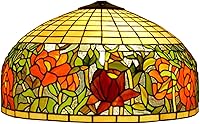 Vista 10 de Reemplazo de pantalla de lámpara de 20 pulgadas, solo estilo Tiffany, lámpara de vitral, diseño floral, rojo, verde, rosa, azul, amarillo, apto
