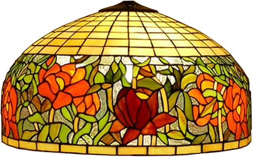 Miniatura 10 de Reemplazo de pantalla de lámpara de 20 pulgadas, solo lámpara de vitral Tiffany, diseño floral, rojo, verde, rosa, azul, amarillo, apto para lámpara