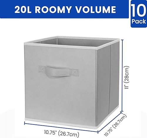 Miniatura 4 de Criusia Cubos de almacenamiento, cubos de almacenamiento de 11 pulgadas para estantes (paquete de 10), contenedores de almacenamiento plegables de